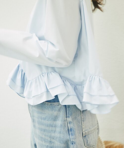 La boutique BonBon（ラブティックボンボン）の「【オケージョン対応・360°カワイイ】ランダムヘムペプラムブラウス（シャツ/ブラウス・レディース・サックスブルー/ネイビー/ホワイト・FREE）」の16枚目の写真