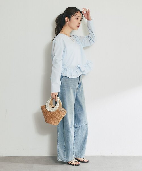 La boutique BonBon（ラブティックボンボン）の「【オケージョン対応・360°カワイイ】ランダムヘムペプラムブラウス（シャツ/ブラウス・レディース・サックスブルー/ネイビー/ホワイト・FREE）」の14枚目の写真