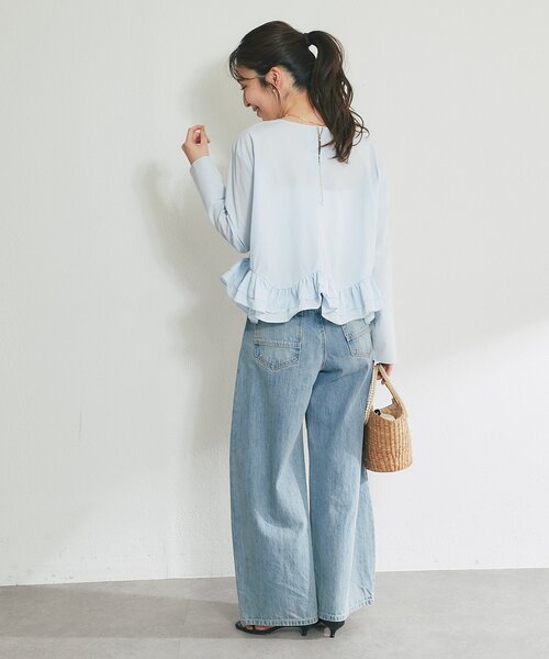 La boutique BonBon（ラブティックボンボン）の「【オケージョン対応・360°カワイイ】ランダムヘムペプラムブラウス（シャツ/ブラウス・レディース・サックスブルー/ネイビー/ホワイト・FREE）」の13枚目の写真