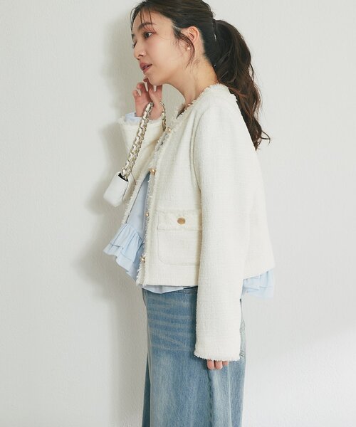 La boutique BonBon（ラブティックボンボン）の「【オケージョン対応・360°カワイイ】ランダムヘムペプラムブラウス（シャツ/ブラウス・レディース・サックスブルー/ネイビー/ホワイト・FREE）」の11枚目の写真