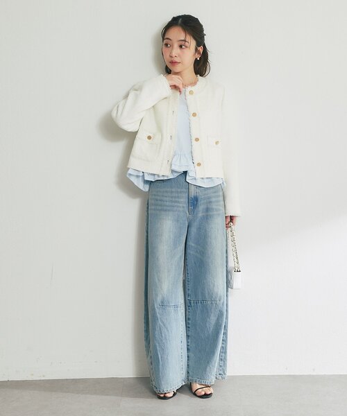 La boutique BonBon（ラブティックボンボン）の「【オケージョン対応・360°カワイイ】ランダムヘムペプラムブラウス（シャツ/ブラウス・レディース・サックスブルー/ネイビー/ホワイト・FREE）」の8枚目の写真