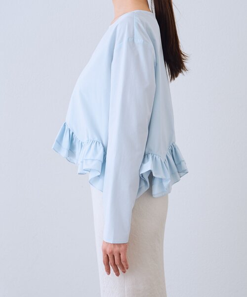 La boutique BonBon（ラブティックボンボン）の「【オケージョン対応・360°カワイイ】ランダムヘムペプラムブラウス（シャツ/ブラウス・レディース・サックスブルー/ネイビー/ホワイト・FREE）」の4枚目の写真