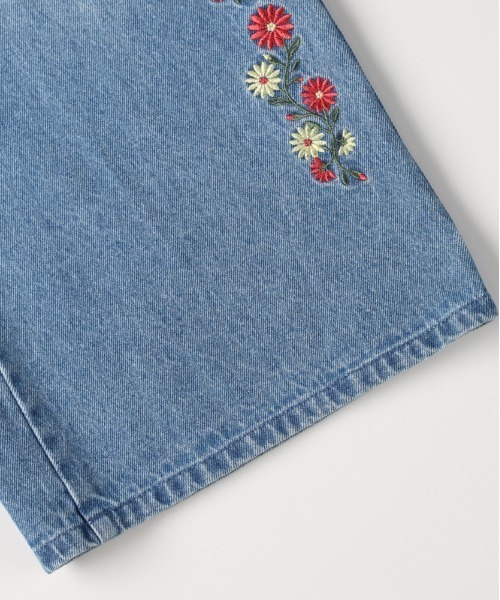 Right-on（ライトオン）の「【VIVIAN BLUE】デニム刺繍ワイドパンツ (キッズ/子供服/通園通学)（デニムパンツ・キッズ・ターコイズブルー/ブルー/サックスブルー・110/130/140/150/160/120）」の10枚目の写真