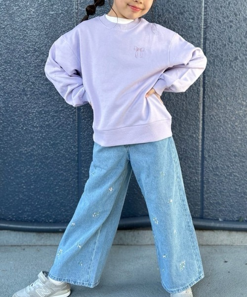 Right-on（ライトオン）の「【VIVIAN BLUE】デニム刺繍ワイドパンツ (キッズ/子供服/通園通学)（デニムパンツ・キッズ・ターコイズブルー/ブルー/サックスブルー・110/130/140/150/160/120）」の16枚目の写真