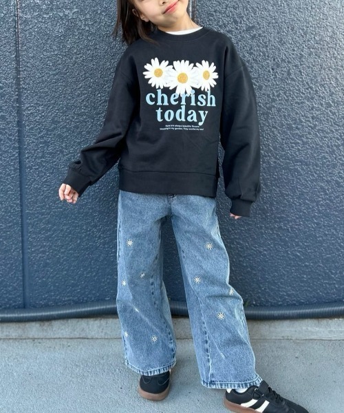 Right-on（ライトオン）の「【VIVIAN BLUE】デニム刺繍ワイドパンツ (キッズ/子供服/通園通学)（デニムパンツ・キッズ・ターコイズブルー/ブルー/サックスブルー・110/130/140/150/160/120）」の22枚目の写真