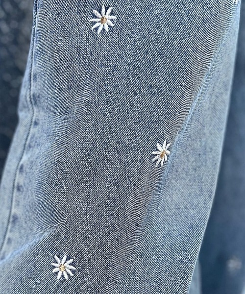 Right-on（ライトオン）の「【VIVIAN BLUE】デニム刺繍ワイドパンツ (キッズ/子供服/通園通学)（デニムパンツ・キッズ・ターコイズブルー/ブルー/サックスブルー・110/130/140/150/160/120）」の21枚目の写真