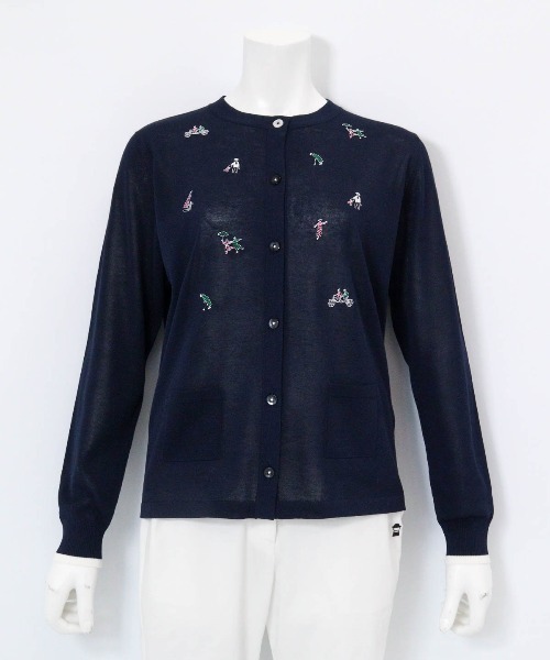 Picone CLUB(ピッコーネクラブ)の「コットン混刺繍ニットカーディガン(カーディガン/ボレロ・レディース・ライトブルー/ライトパープル/ネイビー/ライトグレー・11号/9号)」の4枚目の写真
