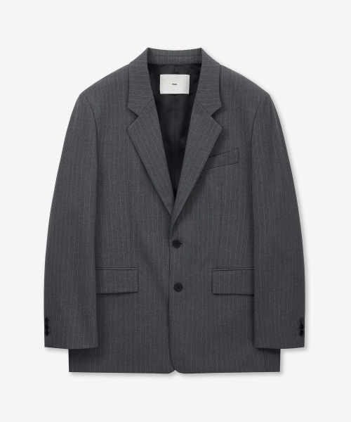 W Pin Stripe Structure Single Jacket (Grey) TNJA6E104G2