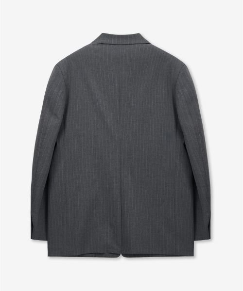 W Pin Stripe Structure Single Jacket (Grey) TNJA6E104G2