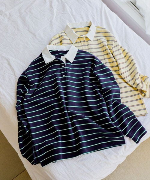 GLOBAL WORK（グローバルワーク）の「マルチボーダースウェット/641588（スウェット・レディース・ネイビー/グリーン/イエロー系・FREE）」の3枚目の写真