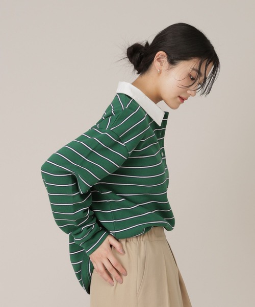 GLOBAL WORK（グローバルワーク）の「マルチボーダースウェット/641588（スウェット・レディース・ネイビー/グリーン/イエロー系・FREE）」の15枚目の写真