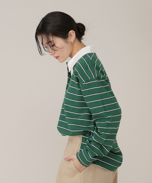 GLOBAL WORK（グローバルワーク）の「マルチボーダースウェット/641588（スウェット・レディース・ネイビー/グリーン/イエロー系・FREE）」の17枚目の写真