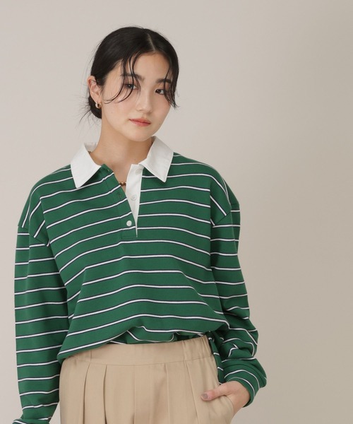 GLOBAL WORK（グローバルワーク）の「マルチボーダースウェット/641588（スウェット・レディース・ネイビー/グリーン/イエロー系・FREE）」の18枚目の写真