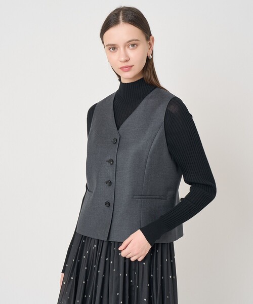 ANAYI（アナイ）の「ウールツイルシングルジレ〈セットアップ対応商品〉（その他アウター・レディース・ネイビー/チャコールグレー・38/36）」の7枚目の写真