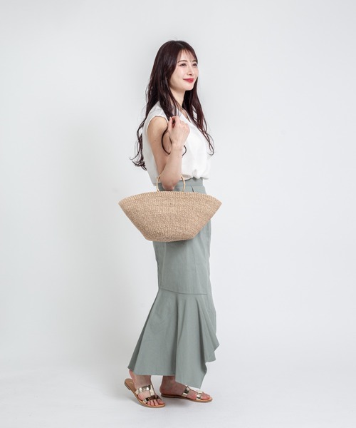 COTTO（コトゥー）の「【COTTO】舟形　かごバッグ　アバカ素材　リング持ち手（かごバッグ・レディース・ブラック×ブラック/ベージュ×ブラック・FREE）」の19枚目の写真