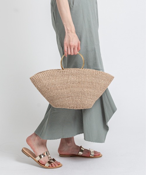 COTTO（コトゥー）の「【COTTO】舟形　かごバッグ　アバカ素材　リング持ち手（かごバッグ・レディース・ブラック×ブラック/ベージュ×ブラック・FREE）」の16枚目の写真