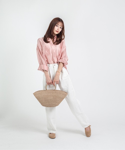 COTTO（コトゥー）の「【COTTO】舟形　かごバッグ　アバカ素材　リング持ち手（かごバッグ・レディース・ブラック×ブラック/ベージュ×ブラック・FREE）」の22枚目の写真