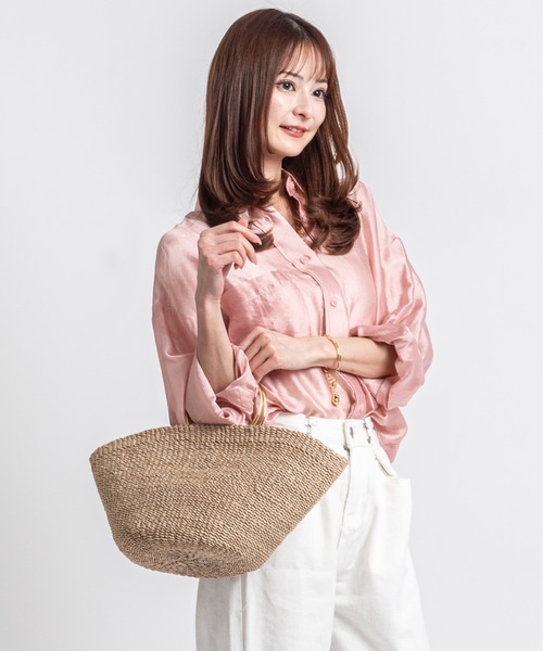 COTTO（コトゥー）の「【COTTO】舟形　かごバッグ　アバカ素材　リング持ち手（かごバッグ・レディース・ブラック×ブラック/ベージュ×ブラック・FREE）」の20枚目の写真