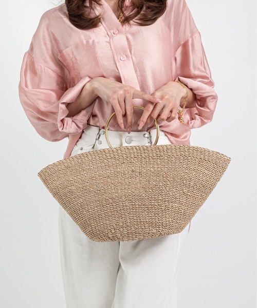 COTTO（コトゥー）の「【COTTO】舟形　かごバッグ　アバカ素材　リング持ち手（かごバッグ・レディース・ブラック×ブラック/ベージュ×ブラック・FREE）」の21枚目の写真