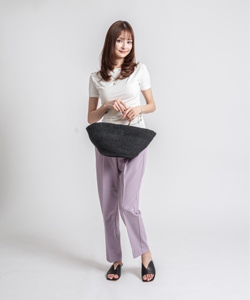 COTTO（コトゥー）の「【COTTO】舟形　かごバッグ　アバカ素材　リング持ち手（かごバッグ・レディース・ブラック×ブラック/ベージュ×ブラック・FREE）」の7枚目の写真