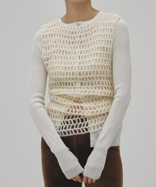 TODAYFUL(トゥデイフル)の「Silkwool Knit Cardigan(カーディガン/ボレロ・レディース・ダークブラウン/キナリ/チャコールグレー・FREE)」の2枚目の写真