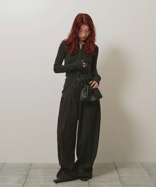 TODAYFUL(トゥデイフル)の「Silkwool Knit Cardigan(カーディガン/ボレロ・レディース・ダークブラウン/キナリ/チャコールグレー・FREE)」の6枚目の写真
