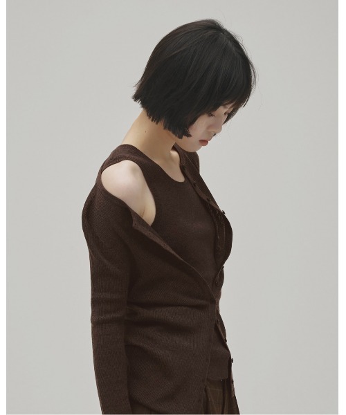 TODAYFUL(トゥデイフル)の「Silkwool Knit Cardigan(カーディガン/ボレロ・レディース・ダークブラウン/キナリ/チャコールグレー・FREE)」の12枚目の写真