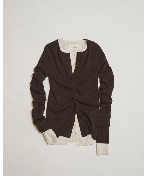 TODAYFUL(トゥデイフル)の「Silkwool Knit Cardigan(カーディガン/ボレロ・レディース・ダークブラウン/キナリ/チャコールグレー・FREE)」の17枚目の写真