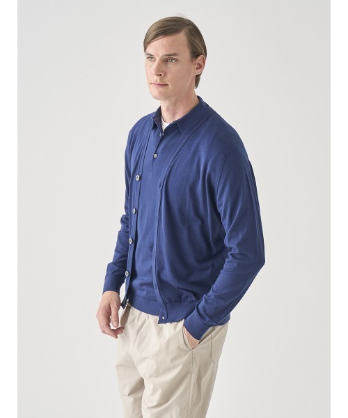 JOHN SMEDLEY(ジョンスメドレー)の「Vネック長袖コットンニットカーディガン(カーディガン/ボレロ・メンズ・ネイビー系1・S/M/L/XL)」の3枚目の写真