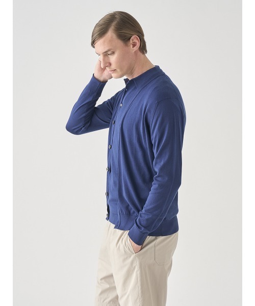 JOHN SMEDLEY(ジョンスメドレー)の「Vネック長袖コットンニットカーディガン(カーディガン/ボレロ・メンズ・ネイビー系1・S/M/L/XL)」の5枚目の写真