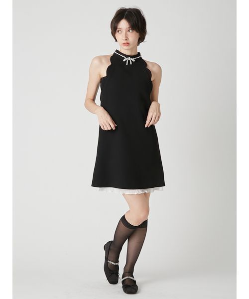 LILY BROWN（リリーブラウン）の「[L.B CANDY STOCK]リボンビジュースカラップミニワンピース（ワンピース・レディース・ブラック/グレー・0/1）」の3枚目の写真