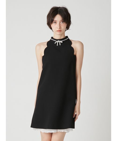 LILY BROWN（リリーブラウン）の「[L.B CANDY STOCK]リボンビジュースカラップミニワンピース（ワンピース・レディース・ブラック/グレー・0/1）」の4枚目の写真
