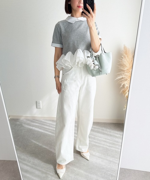 &. NOSTALGIA(アンドドットノスタルジア)の「【ZOZO限定】フリルヘムカラートップス(Tシャツ/カットソー・レディース・グレー/ブラック・M)」の10枚目の写真