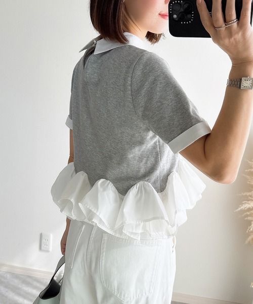 &. NOSTALGIA(アンドドットノスタルジア)の「【ZOZO限定】フリルヘムカラートップス(Tシャツ/カットソー・レディース・グレー/ブラック・M)」の21枚目の写真
