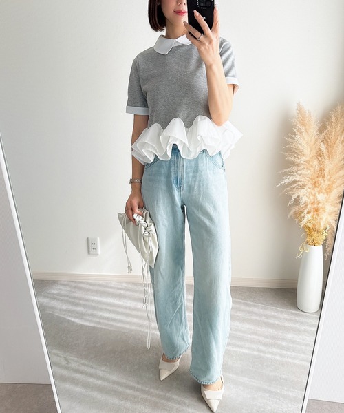 &. NOSTALGIA(アンドドットノスタルジア)の「【ZOZO限定】フリルヘムカラートップス(Tシャツ/カットソー・レディース・グレー/ブラック・M)」の22枚目の写真