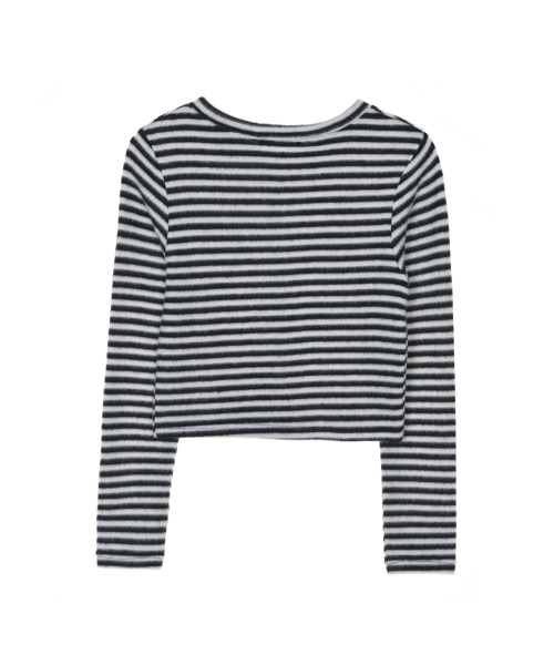 NICK&NICOLE(ニックアンドニコール)の「STRIPE CROP BUTTON CARDIGAN_IVORY(カーディガン/ボレロ・レディース・その他・MEDIUM/LARGE)」の5枚目の写真