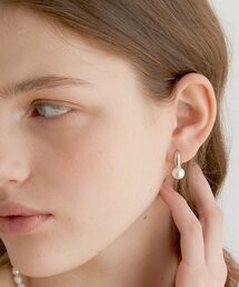 round ring drop pearl earrings (E008_silver)