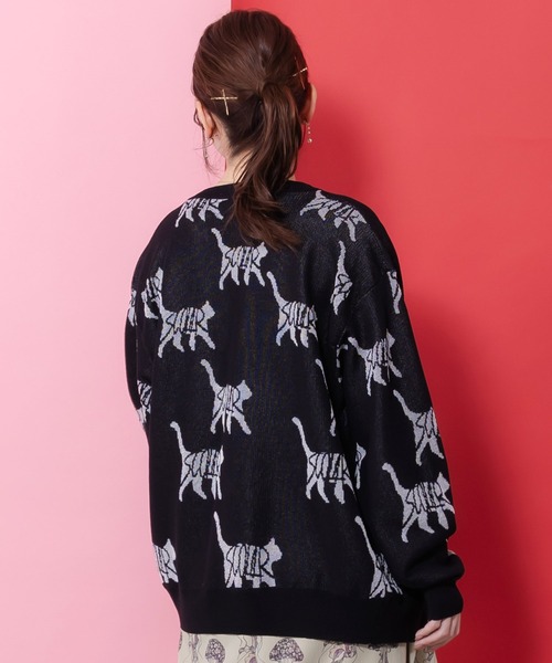 ScoLar(スカラー)の「161633:ネコスカラーUVジャガードカーディガン(カーディガン/ボレロ・レディース・オフホワイト/ブラック・M)」の6枚目の写真