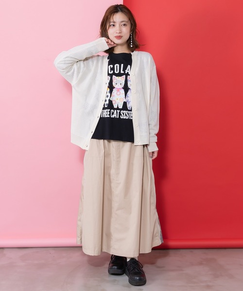 ScoLar(スカラー)の「161633:ネコスカラーUVジャガードカーディガン(カーディガン/ボレロ・レディース・オフホワイト/ブラック・M)」の10枚目の写真