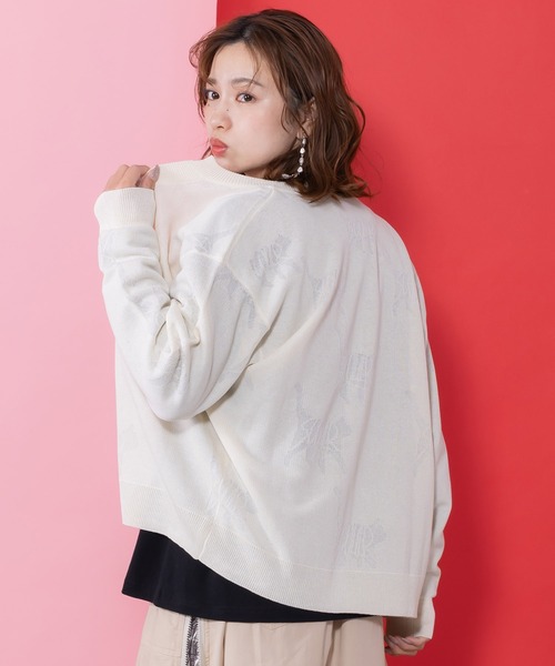 ScoLar(スカラー)の「161633:ネコスカラーUVジャガードカーディガン(カーディガン/ボレロ・レディース・オフホワイト/ブラック・M)」の12枚目の写真