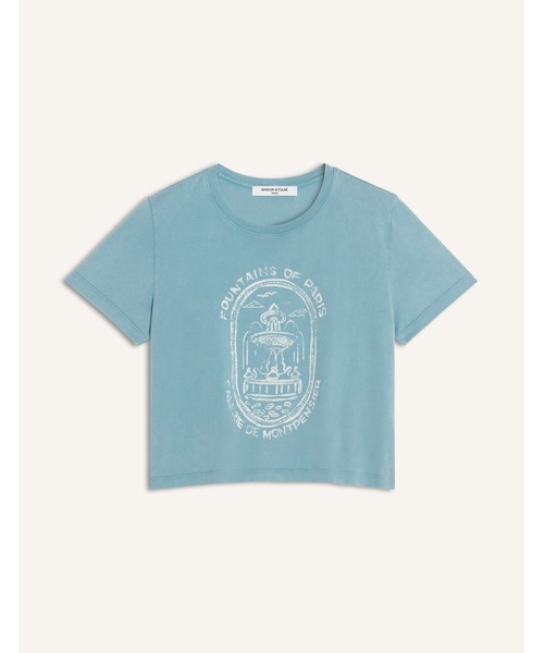 Maison Kitsune（メゾンキツネ）の「FOUNTAIN STAMP FADED BABY TEE-SHIRT（Tシャツ/カットソー・レディース・スカイブルー系・M/S/XS）」の6枚目の写真