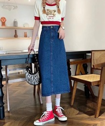 デニムAラインロングスカート