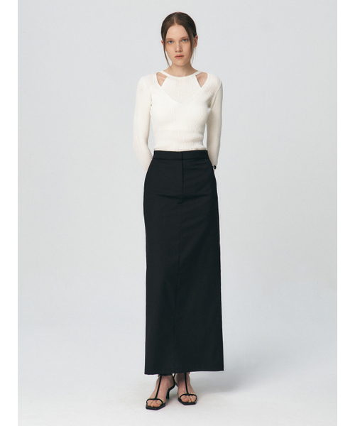 Halter Layering Tencel Sweater, White（ニット/セーター）｜KUME