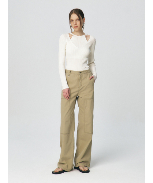 Halter Layering Tencel Sweater, White（ニット/セーター）｜KUME