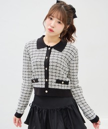 INGNI | 襟付ツイードバイカラーニットカーディガン(カーディガン/ボレロ)