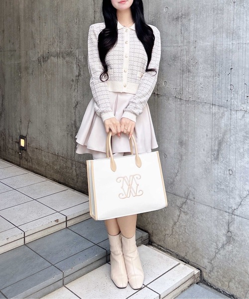 INGNI(イング)の「襟付ツイードバイカラーニットカーディガン(カーディガン/ボレロ・レディース・ホワイト×ブラック/グレー系8/ピンク系2・M)」の11枚目の写真