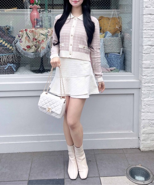 INGNI(イング)の「襟付ツイードバイカラーニットカーディガン(カーディガン/ボレロ・レディース・ホワイト×ブラック/グレー系8/ピンク系2・M)」の17枚目の写真