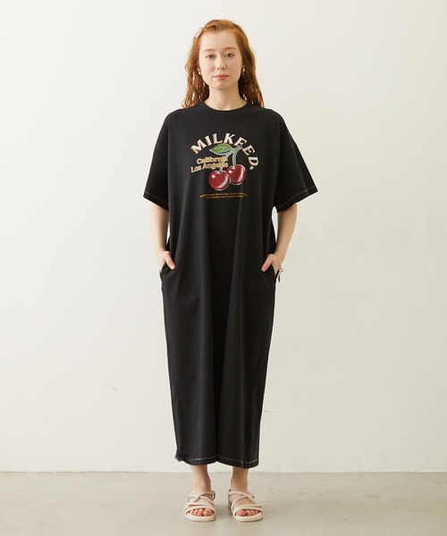 MILKFED.(ミルクフェド)の「RETRO CHERRY DRESS(ワンピース・レディース・オートミール/ブラック/オリーブ・ONE SIZE)」の4枚目の写真