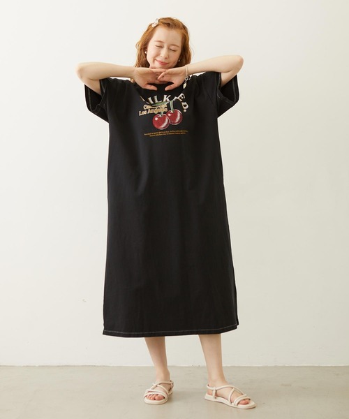 MILKFED.(ミルクフェド)の「RETRO CHERRY DRESS(ワンピース・レディース・オートミール/ブラック/オリーブ・ONE SIZE)」の8枚目の写真