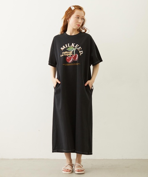 MILKFED.(ミルクフェド)の「RETRO CHERRY DRESS(ワンピース・レディース・オートミール/ブラック/オリーブ・ONE SIZE)」の12枚目の写真